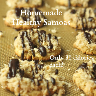 Homemade Healthy Samoas- only 30 calories each!