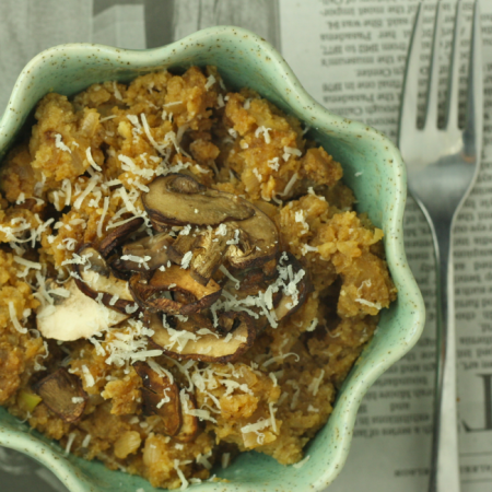 Cauliflower Risotto with Roasted Mushrooms (Low Carb/Paleo/Vegan)
