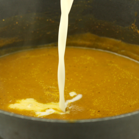 Creamy Pumpkin Soup with Shaved Dark Chocolate