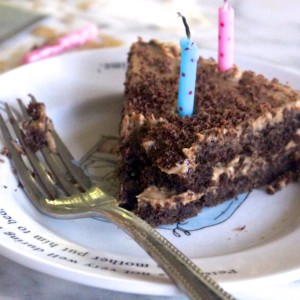 Chocolate Almond Flour Cake with Peanut Butter Frosting {We’re Back!}