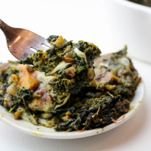 Cheesy Avocado Creamed Spinach Bake