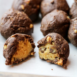 Cookie Dough Stuffed Brownie Truffles