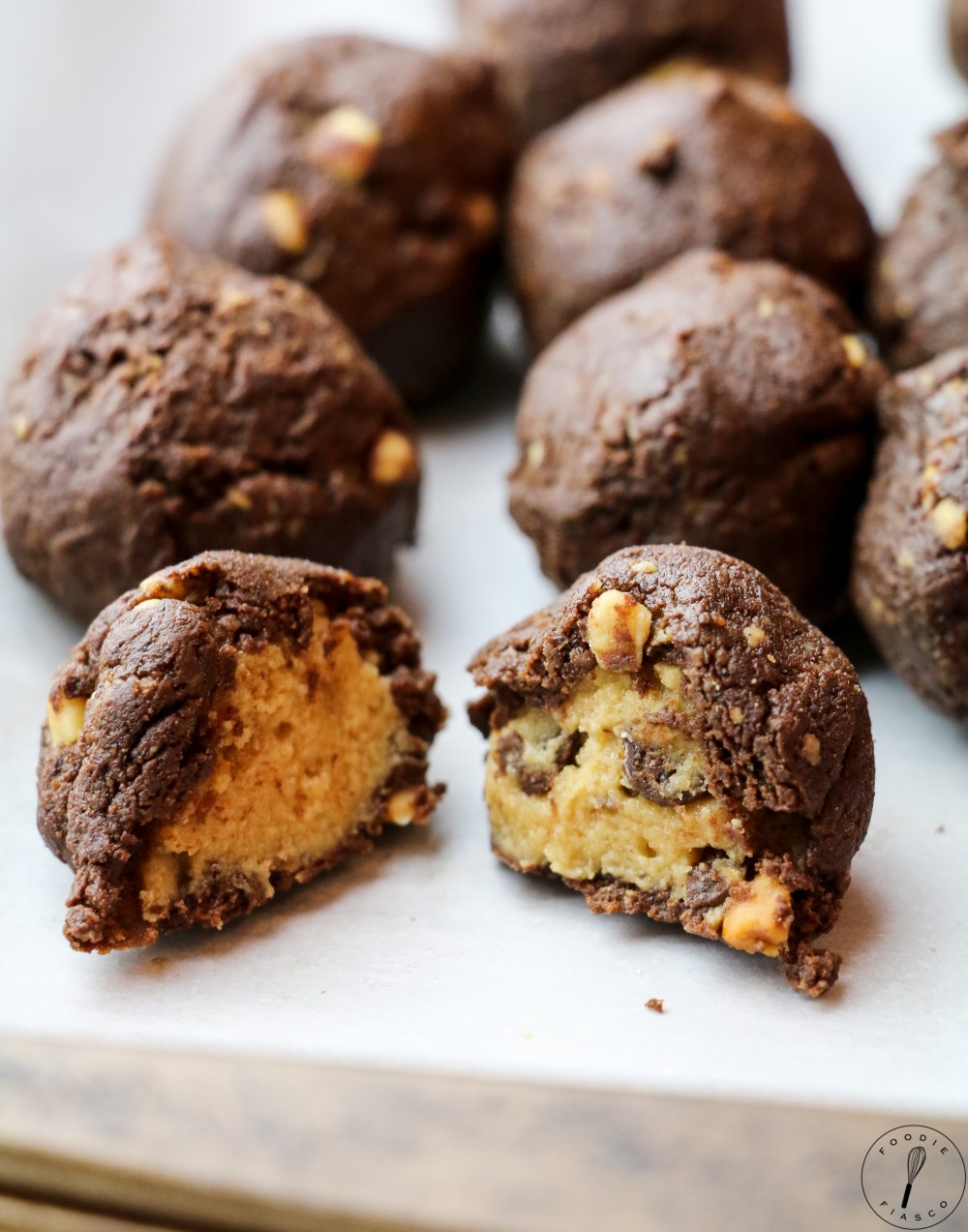 Cookie Dough Stuffed Brownie Truffles